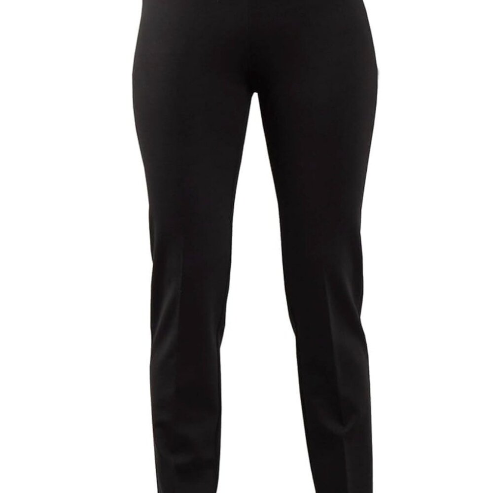 Lena Gabrielle Pull-On Black Straight-Leg Pants